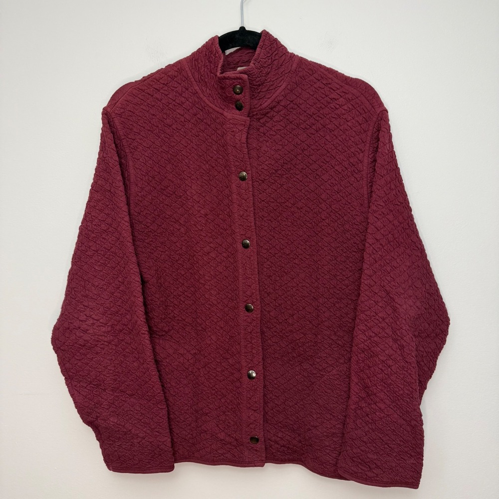 The Territory Ahead Womens Burgundy Quilted Snap Front Mock Neck Jacket Size‎ M